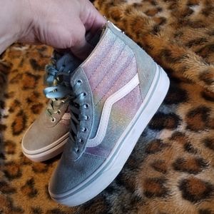 Girls sparkly mid top Vans size 1